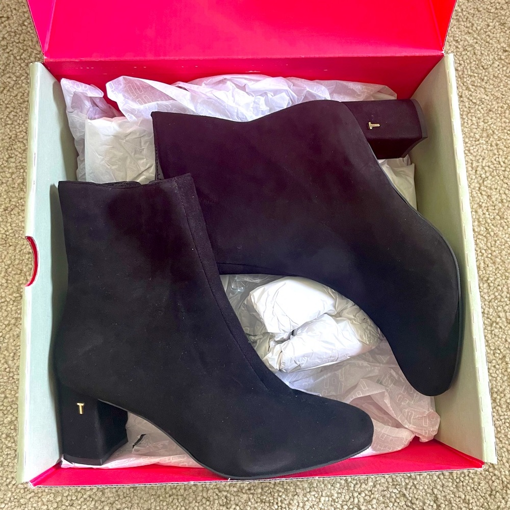 Ted Baker London Black Suede Ankle Booties NIB Sz 37